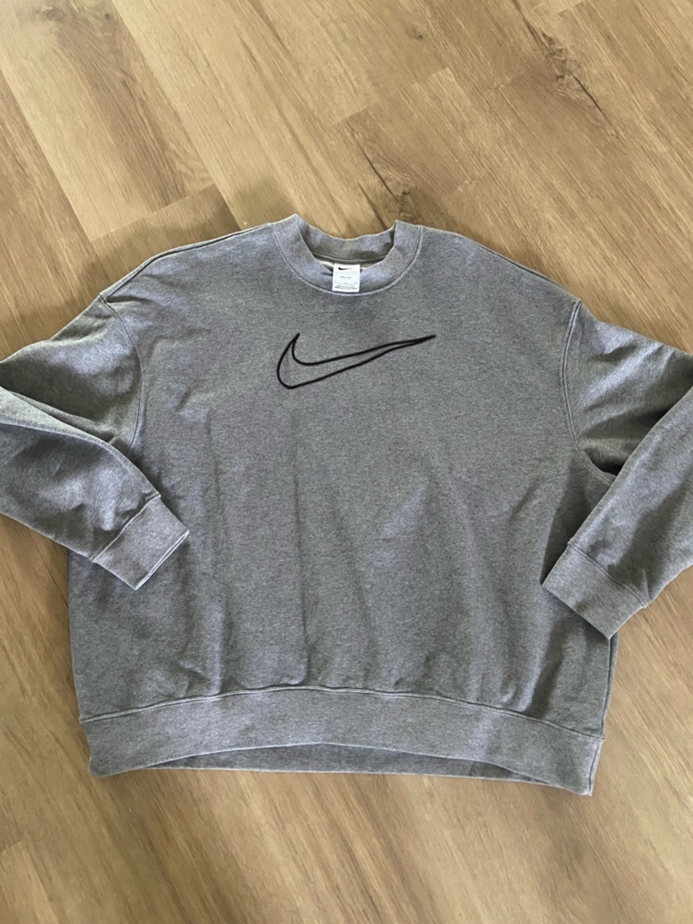 Nike Gray Crewneck Sweatshirt with Black Swoosh